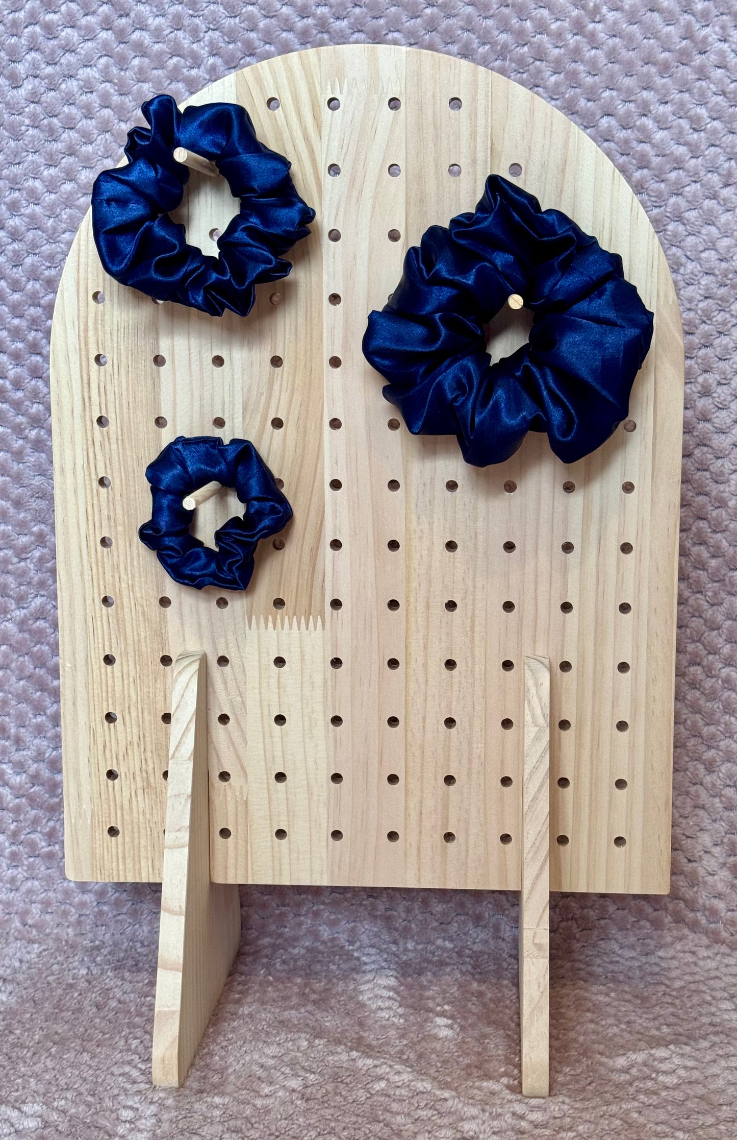 Navy Satin Scrunchies